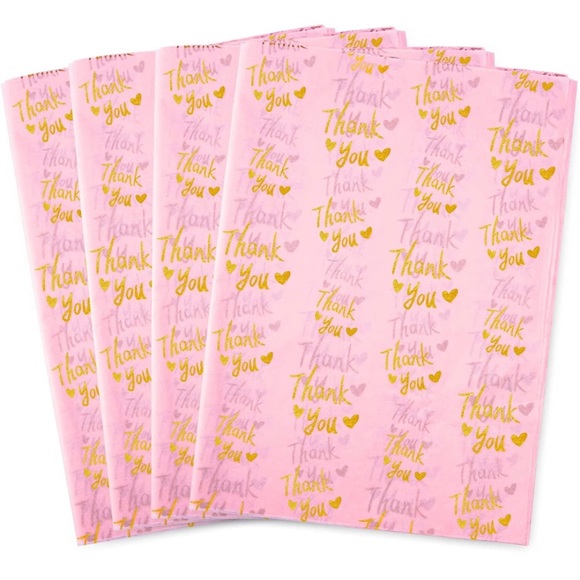 Other - 💕LAST PACK💕25 Sheets Pink with Gold Thank You Tissue Paper 20" x 14"